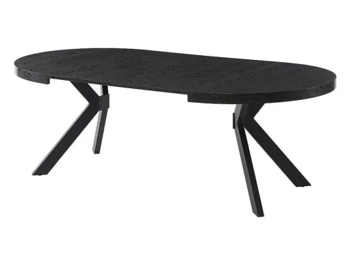 Uitschuifbare Eettafel 4 Tot 8 Personen Mdf En Staal Zwart Komoni