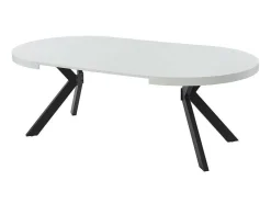 Uitschuifbare Eettafel 4 Tot 8 Plaatsen Van Mdf En Staal - Wit Gelakt En Zwart - Komoni