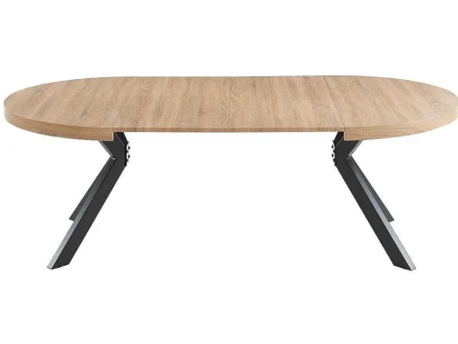Uitschuifbare Eettafel 4 Tot 8 Plaatsen Van Mdf En Staal - Naturel En Zwart - Komoni