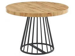 Uitschuifbare Eettafel 2 Tot 12 Plaatsen Van Mdf En Staal - Naturel En Zwart - Firela