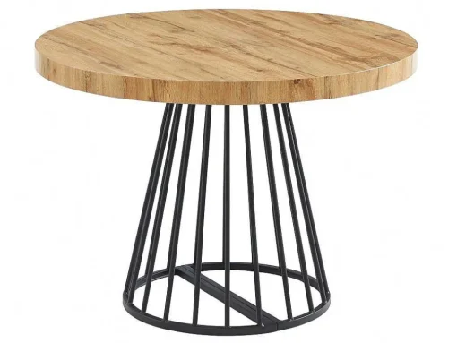 Uitschuifbare Eettafel 2 Tot 12 Plaatsen Van Mdf En Staal - Naturel En Zwart - Firela