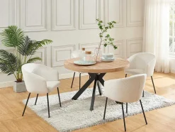 Uitschuifbare Eettafel 4 Tot 8 Plaatsen Van Mdf En Staal - Naturel En Zwart - Komoni