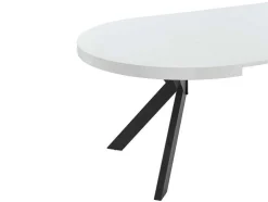 Uitschuifbare Eettafel 4 Tot 8 Plaatsen Van Mdf En Staal - Wit Gelakt En Zwart - Komoni
