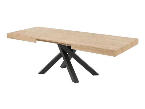 Uitschuifbare Eettafel 6 Tot 10 Plaatsen Van Mdf En Hevea - Naturel En Zwart - Catonav