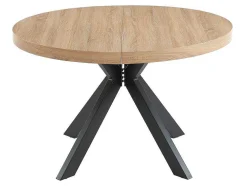 Uitschuifbare Eettafel 4 Tot 8 Plaatsen Van Mdf En Staal - Naturel En Zwart - Komoni