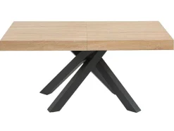 Uitschuifbare Eettafel 6 Tot 10 Plaatsen Van Mdf En Hevea - Naturel En Zwart - Catonav