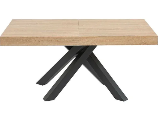 Uitschuifbare Eettafel 6 Tot 10 Plaatsen Van Mdf En Hevea - Naturel En Zwart - Catonav