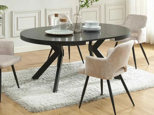 Uitschuifbare Eettafel 4 Tot 8 Personen Mdf En Staal Zwart Komoni