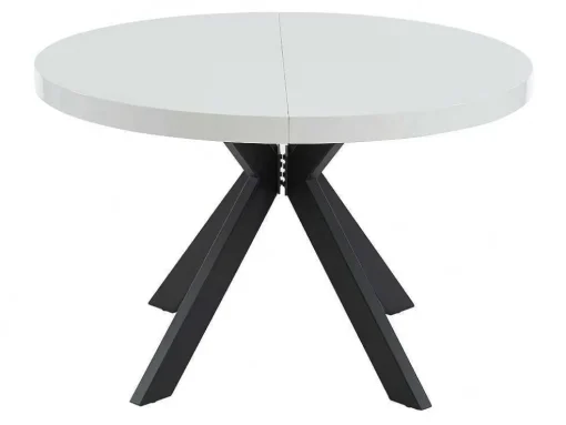 Uitschuifbare Eettafel 4 Tot 8 Plaatsen Van Mdf En Staal - Wit Gelakt En Zwart - Komoni