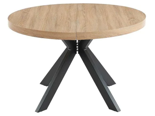 Uitschuifbare Eettafel 4 Tot 8 Plaatsen Van Mdf En Staal - Naturel En Zwart - Komoni