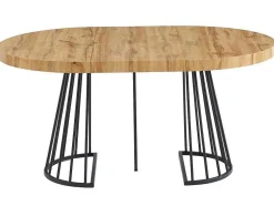 Uitschuifbare Eettafel 2 Tot 12 Plaatsen Van Mdf En Staal - Naturel En Zwart - Firela