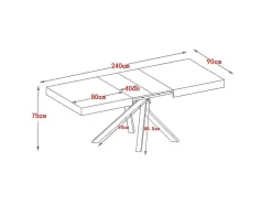 Uitschuifbare Eettafel 6 Tot 10 Plaatsen Van Mdf En Hevea - Naturel En Zwart - Catonav