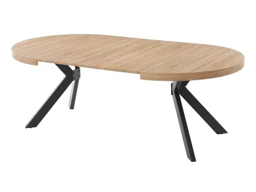 Uitschuifbare Eettafel 4 Tot 8 Plaatsen Van Mdf En Staal - Naturel En Zwart - Komoni