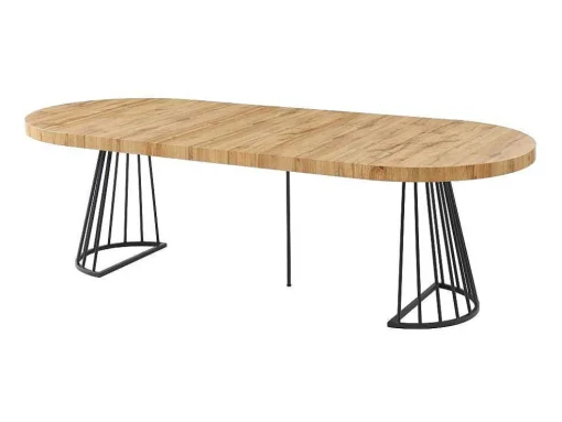Uitschuifbare Eettafel 2 Tot 12 Plaatsen Van Mdf En Staal - Naturel En Zwart - Firela