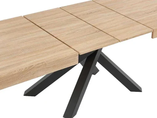 Uitschuifbare Eettafel 6 Tot 10 Plaatsen Van Mdf En Hevea - Naturel En Zwart - Catonav