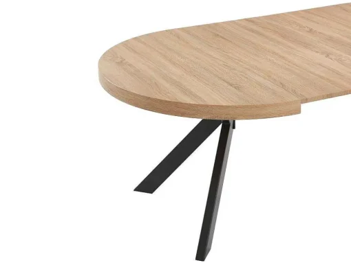 Uitschuifbare Eettafel 4 Tot 8 Plaatsen Van Mdf En Staal - Naturel En Zwart - Komoni