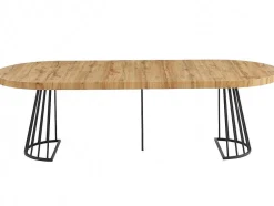 Uitschuifbare Eettafel 2 Tot 12 Plaatsen Van Mdf En Staal - Naturel En Zwart - Firela