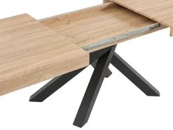 Uitschuifbare Eettafel 6 Tot 10 Plaatsen Van Mdf En Hevea - Naturel En Zwart - Catonav