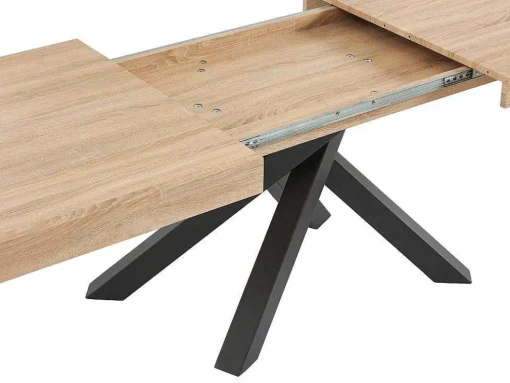 Uitschuifbare Eettafel 6 Tot 10 Plaatsen Van Mdf En Hevea - Naturel En Zwart - Catonav
