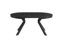 Uitschuifbare Eettafel 4 Tot 8 Personen Mdf En Staal Zwart Komoni