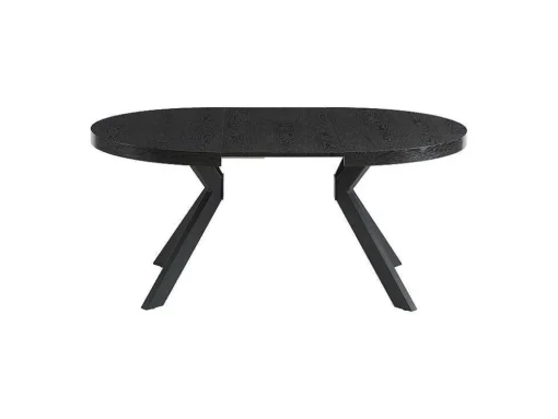 Uitschuifbare Eettafel 4 Tot 8 Personen Mdf En Staal Zwart Komoni