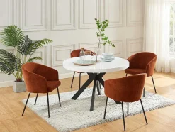 Uitschuifbare Eettafel 4 Tot 8 Plaatsen Van Mdf En Staal - Wit Gelakt En Zwart - Komoni