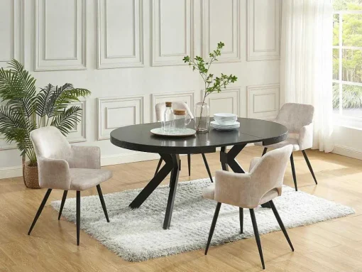 Uitschuifbare Eettafel 4 Tot 8 Personen Mdf En Staal Zwart Komoni
