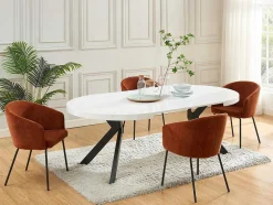 Uitschuifbare Eettafel 4 Tot 8 Plaatsen Van Mdf En Staal - Wit Gelakt En Zwart - Komoni