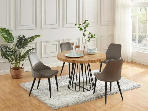 Uitschuifbare Eettafel 2 Tot 12 Plaatsen Van Mdf En Staal - Naturel En Zwart - Firela
