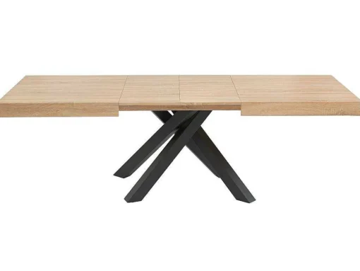 Uitschuifbare Eettafel 6 Tot 10 Plaatsen Van Mdf En Hevea - Naturel En Zwart - Catonav