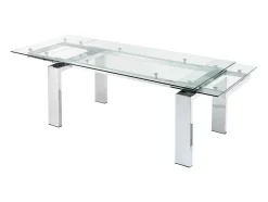 Uitschuifbare Eettafel Lubana - Gehard Glas En Metaal - 8 Tot 10 Personen