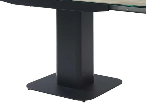 Uitschuifbare Eettafel Voor 4 Tot 8 Personen In Keramiek, Gehard Glas, Metaal En Mdf - Lichte Houtlook En Zwart - Taloza