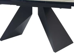 Uitschuifbare Eettafel Voor 6-10 Personen In Keramiek, Gehard Glas En Metaal - Lichte Houtlook En Zwart - Suniva