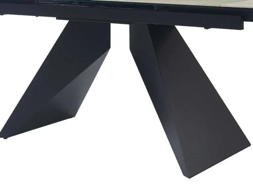 Uitschuifbare Eettafel Voor 6-10 Personen In Keramiek, Gehard Glas En Metaal - Lichte Houtlook En Zwart - Suniva
