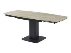 Uitschuifbare Eettafel Voor 4 Tot 8 Personen In Keramiek, Gehard Glas, Metaal En Mdf - Lichte Houtlook En Zwart - Taloza