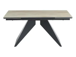 Uitschuifbare Eettafel Voor 6-10 Personen In Keramiek, Gehard Glas En Metaal - Lichte Houtlook En Zwart - Suniva