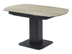 Uitschuifbare Eettafel Voor 4 Tot 8 Personen In Keramiek, Gehard Glas, Metaal En Mdf - Lichte Houtlook En Zwart - Taloza