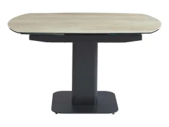 Uitschuifbare Eettafel Voor 4 Tot 8 Personen In Keramiek, Gehard Glas, Metaal En Mdf - Lichte Houtlook En Zwart - Taloza