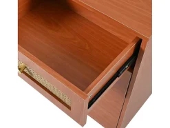 Uitschuifbare Kaptafel - 8 Laden En 1 Spiegel Met Led - Retrostijl - Bruin (Kruk Niet Inbegrepen)