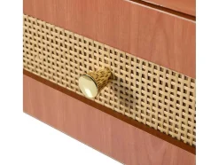 Uitschuifbare Kaptafel - 8 Laden En 1 Spiegel Met Led - Retrostijl - Bruin (Kruk Niet Inbegrepen)