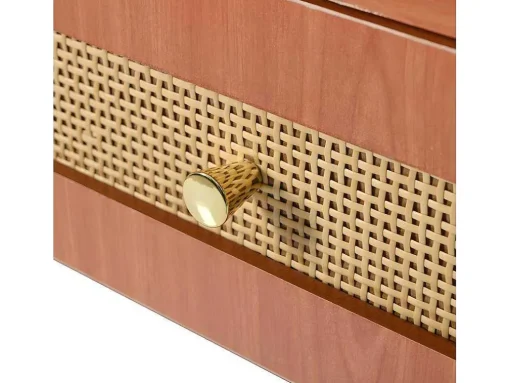Uitschuifbare Kaptafel - 8 Laden En 1 Spiegel Met Led - Retrostijl - Bruin (Kruk Niet Inbegrepen)