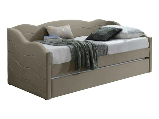 Uitschuifbare Slaapbank 2 X 90 X 190 Cm - Velours - Beige + Matras - Lenvia