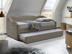 Uitschuifbare Slaapbank 2 X 90 X 190 Cm - Velours - Beige + Matras - Lenvia