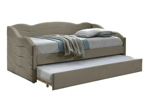 Uitschuifbare Slaapbank 2 X 90 X 190 Cm - Velours - Beige + Matras - Lenvia