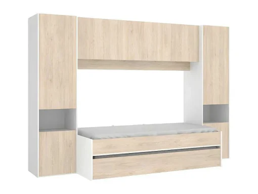 Uitschuifbed Selena - 90 X 190 Cm - Kleur: Eiken En Wit