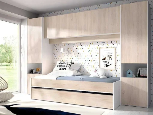 Uitschuifbed Selena - 90 X 190 Cm - Kleur: Eiken En Wit