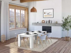 Uittrekbare Sidetabletafel Onega - 10 Personen - 4 Verlengstukken - Kleur: Wit