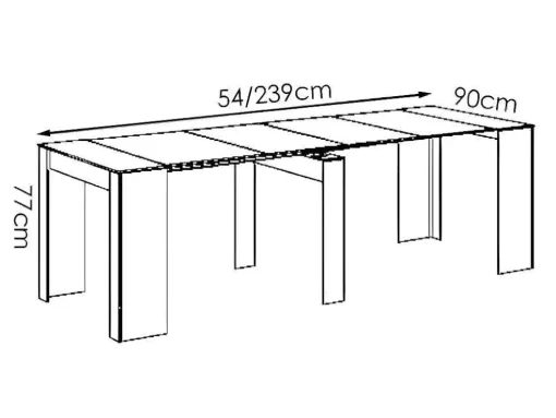 Uittrekbare Sidetabletafel Onega - 10 Personen - 4 Verlengstukken - Kleur: Eiken