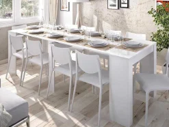 Uittrekbare Sidetabletafel Onega - 10 Personen - 4 Verlengstukken - Kleur: Wit