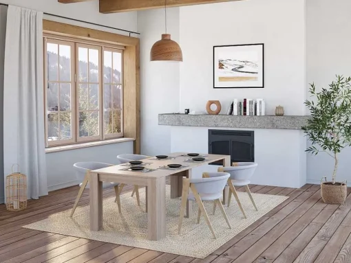 Uittrekbare Sidetabletafel Onega - 10 Personen - 4 Verlengstukken - Kleur: Eiken